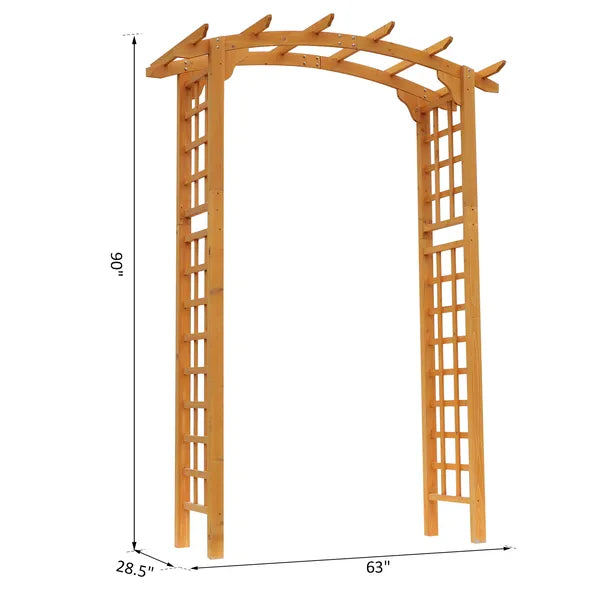 Outsunny Round Garden Arbor 7.5 Ft Fir Wood Archway for Climbing Plants Pergola Style Wedding Ceremony Yellow - product image 3