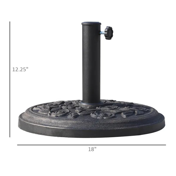 Outsunny Round Resin Umbrella Base 18", Rose Floral Pattern, Market Parasol Stand for Dia. 1.5", Dia. 1.89" Pole - Bronze - product image 3