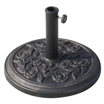 Outsunny Round Resin Umbrella Base 18", Rose Floral Pattern, Market Parasol Stand for Dia. 1.5", Dia. 1.89" Pole - Bronze - product image 1