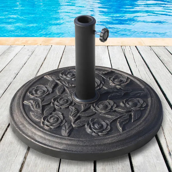 Outsunny Round Resin Umbrella Base 18", Rose Floral Pattern, Market Parasol Stand for Dia. 1.5", Dia. 1.89" Pole - Bronze - product image 10
