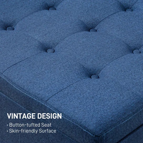 Round Storage Ottoman Bench, Button Tufted Ottoman with Flip Top for Living Room, Entryway and Bedroom, Blue - product image 5