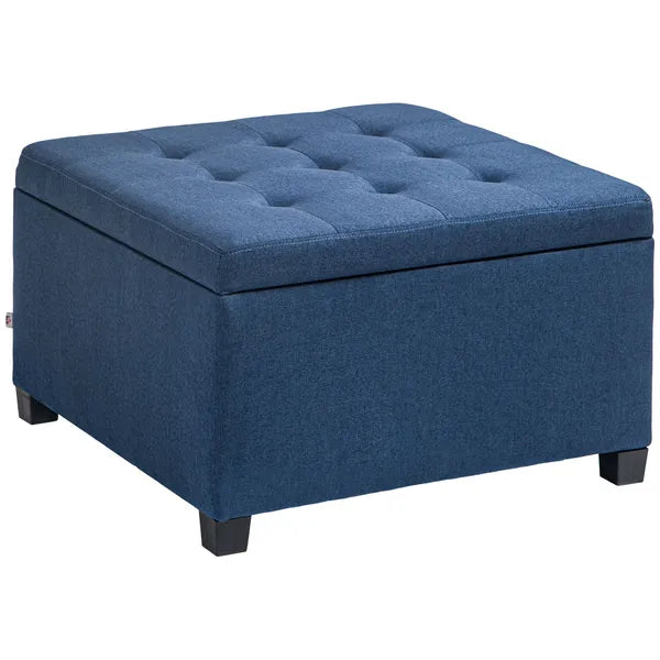 Round Storage Ottoman Bench, Button Tufted Ottoman with Flip Top for Living Room, Entryway and Bedroom, Blue - product image 11
