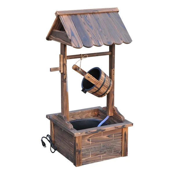 Outsunny Rustic Wishing Well Fountain for Outdoor Garden Accent Decorative - product image 1
