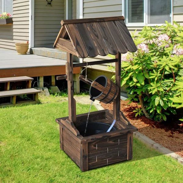 Outsunny Rustic Wishing Well Fountain for Outdoor Garden Accent Decorative - product image 2