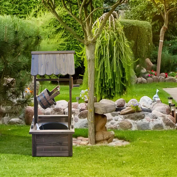 Outsunny Rustic Wishing Well Fountain for Outdoor Garden Accent Decorative - product image 10
