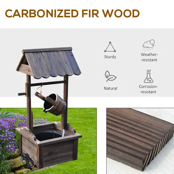 Outsunny Rustic Wishing Well Fountain for Outdoor Garden Accent Decorative - product image 4