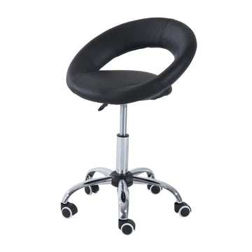 Adjustable Hydraulic Rolling Salon Stool with Swivel Seat, Black - product image 1