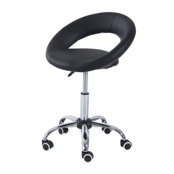 Adjustable Hydraulic Rolling Salon Stool with Swivel Seat, Black - product image 1