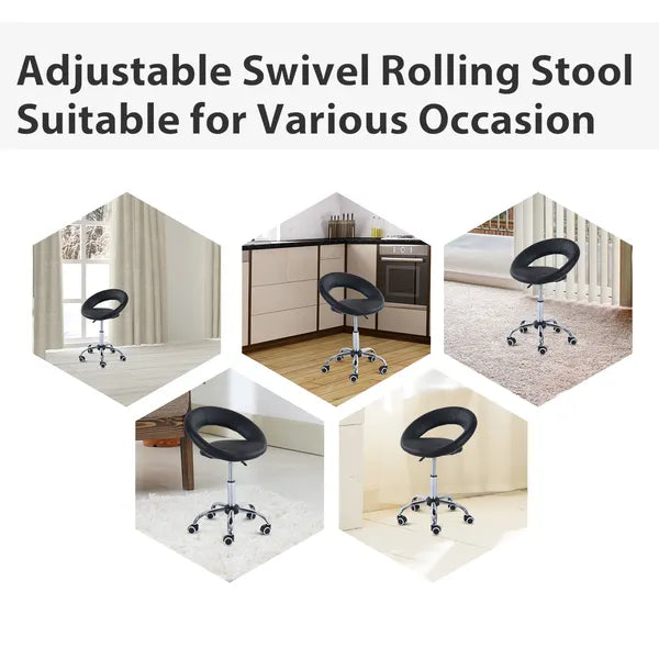 Adjustable Hydraulic Rolling Salon Stool with Swivel Seat, Black - product image 7