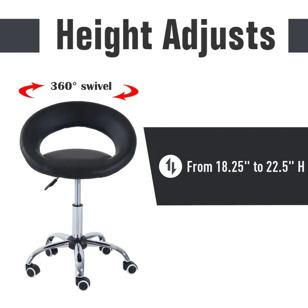 Adjustable Hydraulic Rolling Salon Stool with Swivel Seat, Black - product image 5