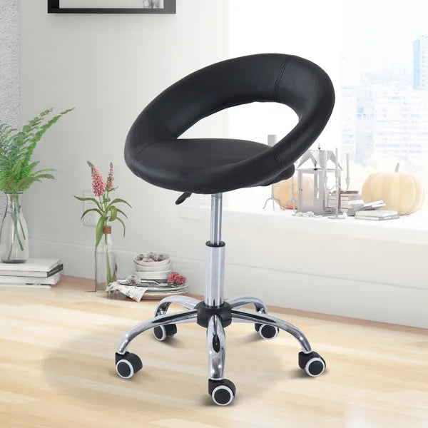 Adjustable Hydraulic Rolling Salon Stool with Swivel Seat, Black - product image 2