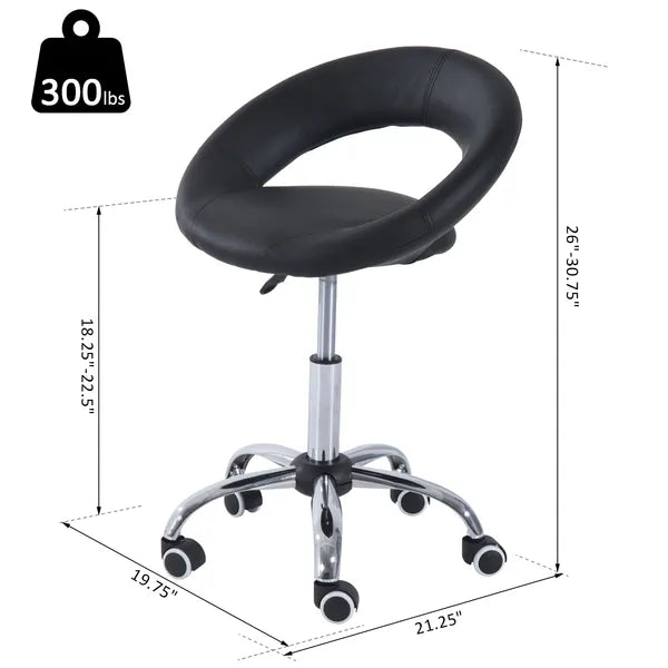 Adjustable Hydraulic Rolling Salon Stool with Swivel Seat, Black - product image 3