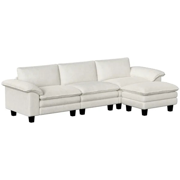 HOMCOM Sectional Sofa, L Shaped Couch with Deep Seat, Movable Ottoman and Pillow-top Armrests, Beige - product image 11
