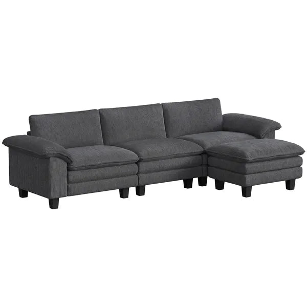 HOMCOM Sectional Sofa, L Shaped Couch with Deep Seat, Movable Ottoman and Pillow-top Armrests, Dark Gray - product image 11
