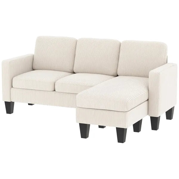 Sectional Sofa, L Shaped Couch, with Reversible Chaise or Ottoman, Cream White - product image 1