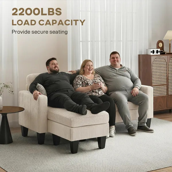 Sectional Sofa, L Shaped Couch, with Reversible Chaise or Ottoman, Cream White - product image 7