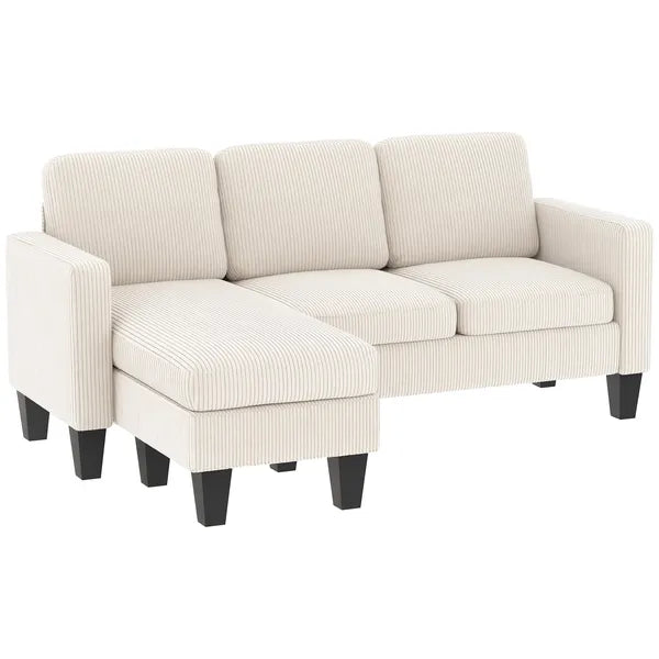 Sectional Sofa, L Shaped Couch, with Reversible Chaise or Ottoman, Cream White - product image 11