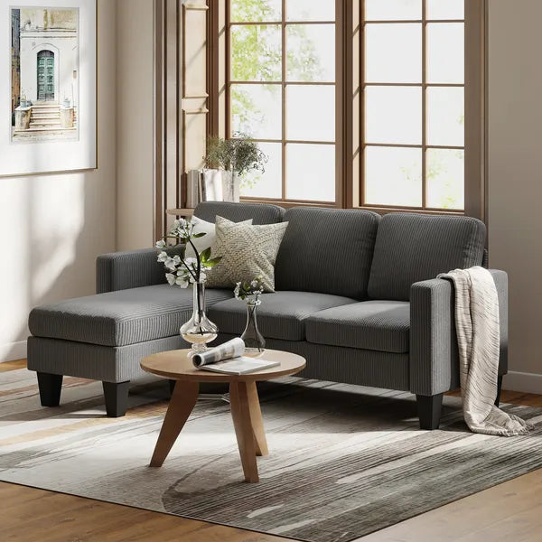 Sectional Sofa, L Shaped Couch, with Reversible Chaise or Ottoman, Dark Gray - product image 10
