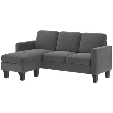 Sectional Sofa, L Shaped Couch, with Reversible Chaise or Ottoman, Dark Gray - product image 1