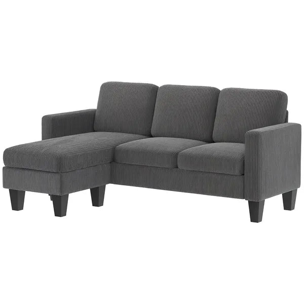 Sectional Sofa, L Shaped Couch, with Reversible Chaise or Ottoman, Dark Gray - product image 1