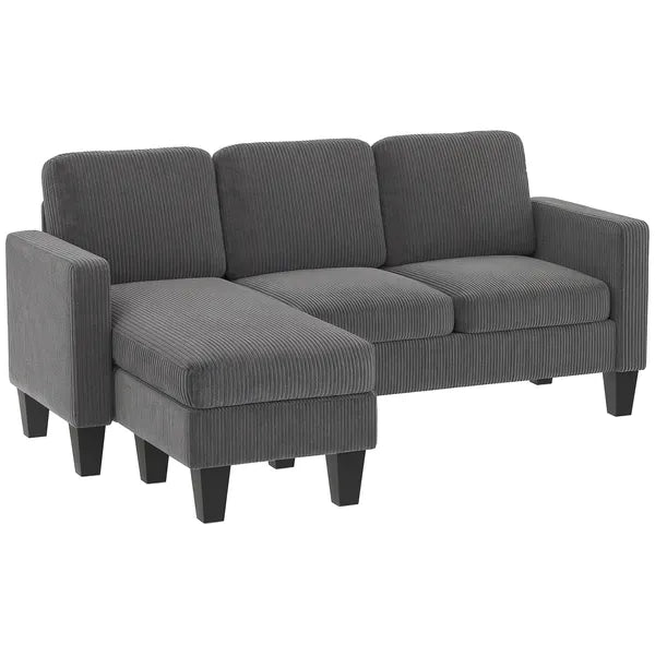 Sectional Sofa, L Shaped Couch, with Reversible Chaise or Ottoman, Dark Gray - product image 11