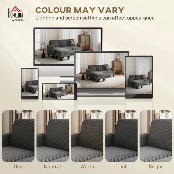 Sectional Sofa, L Shaped Couch, with Reversible Chaise or Ottoman, Dark Gray - product image 8
