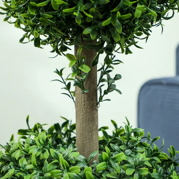HOMCOM Set of 2 Artificial Ball Boxwood Topiary Trees, Fake Plants in Pot for Indoor Outdoor Living Room Green - product image 9