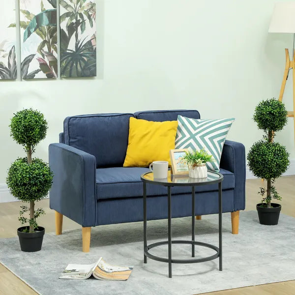 HOMCOM Set of 2 Artificial Ball Boxwood Topiary Trees, Fake Plants in Pot for Indoor Outdoor Living Room Green - product image 10