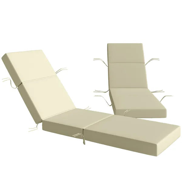 Outsunny Set of 2 Chaise Lounge Cushion, 4" Thick Outdoor Lounge Chair Cushions with Ties for Patio, 21" x 72 ", Cream White - product image 11