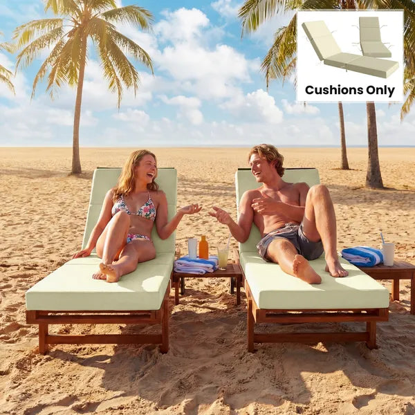 Outsunny Set of 2 Chaise Lounge Cushion, 4" Thick Outdoor Lounge Chair Cushions with Ties for Patio, 21" x 72 ", Cream White - product image 9