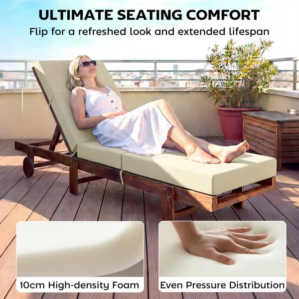 Outsunny Set of 2 Chaise Lounge Cushion, 4" Thick Outdoor Lounge Chair Cushions with Ties for Patio, 21" x 72 ", Cream White - product image 4