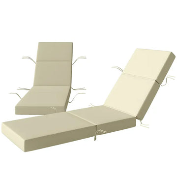 Outsunny Set of 2 Chaise Lounge Cushion, 4" Thick Outdoor Lounge Chair Cushions with Ties for Patio, 21" x 72 ", Cream White - product image 1