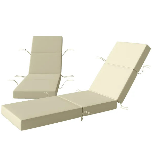Outsunny Set of 2 Chaise Lounge Cushion, 4" Thick Outdoor Lounge Chair Cushions with Ties for Patio, 21" x 72 ", Cream White - product image 1