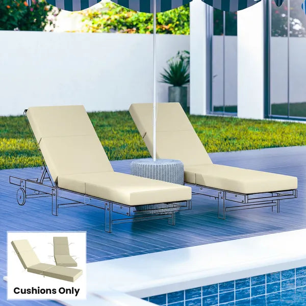 Outsunny Set of 2 Chaise Lounge Cushion, 4" Thick Outdoor Lounge Chair Cushions with Ties for Patio, 21" x 72 ", Cream White - product image 2