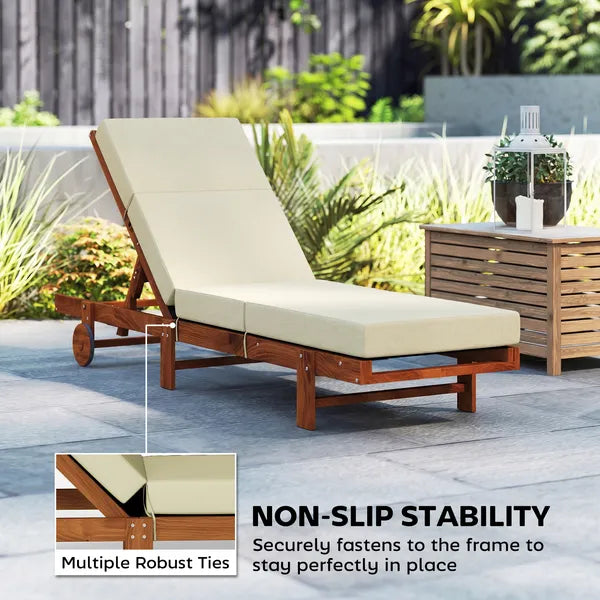 Outsunny Set of 2 Chaise Lounge Cushion, 4" Thick Outdoor Lounge Chair Cushions with Ties for Patio, 21" x 72 ", Cream White - product image 6