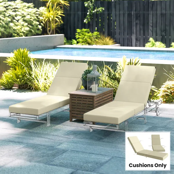 Outsunny Set of 2 Chaise Lounge Cushion, 4" Thick Outdoor Lounge Chair Cushions with Ties for Patio, 21" x 72 ", Cream White - product image 10
