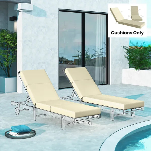Outsunny Set of 2 Chaise Lounge Cushion, 4" Thick Outdoor Lounge Chair Cushions with Ties for Patio, 21" x 72 ", Cream White - product image 8