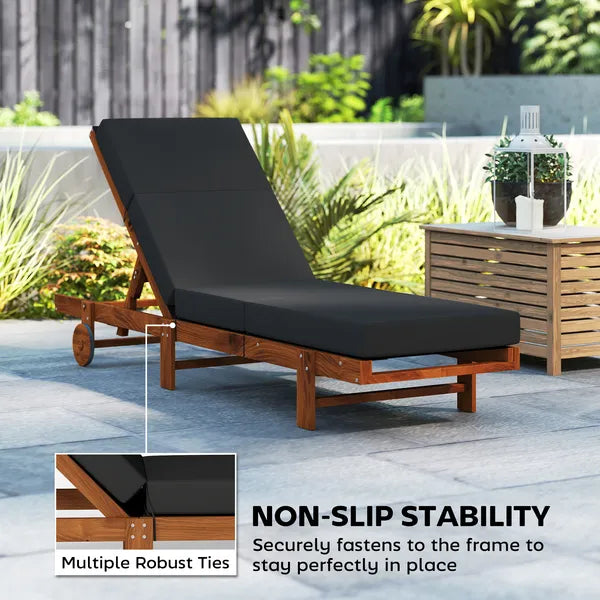 Outsunny Set of 2 Chaise Lounge Cushion, 4" Thick Outdoor Lounge Chair Cushions with Ties for Patio, 21" x 72 ", Gray - product image 6