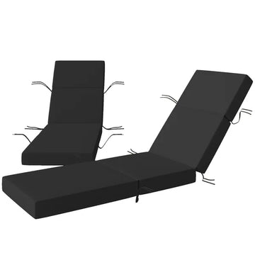Outsunny Set of 2 Chaise Lounge Cushion, 4" Thick Outdoor Lounge Chair Cushions with Ties for Patio, 21" x 72 ", Gray - product image 1