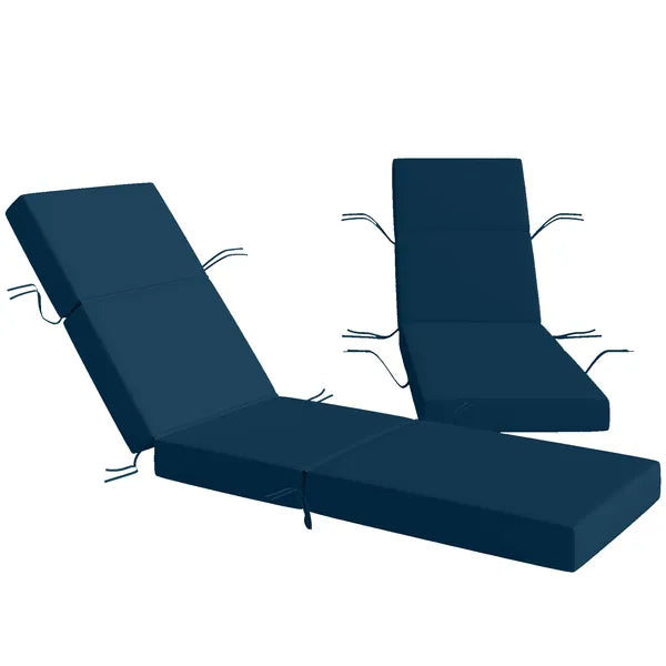 Outsunny Set of 2 Chaise Lounge Cushion, 4" Thick Outdoor Lounge Chair Cushions with Ties for Patio, 21" x 72 ", Navy Blue - product image 11