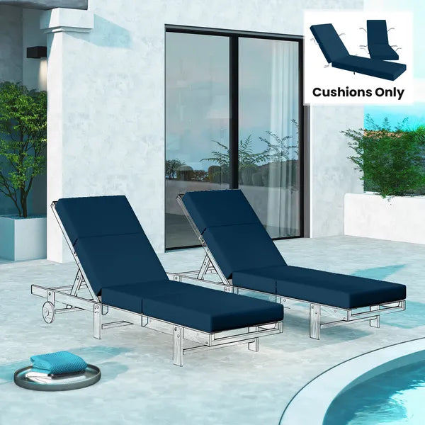Outsunny Set of 2 Chaise Lounge Cushion, 4" Thick Outdoor Lounge Chair Cushions with Ties for Patio, 21" x 72 ", Navy Blue - product image 8
