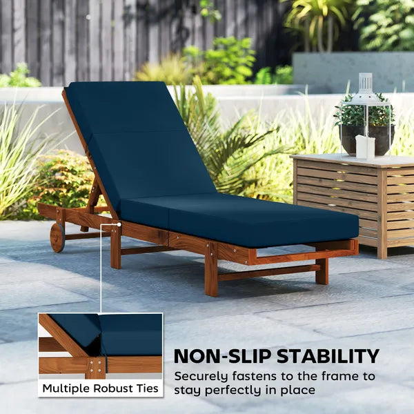 Outsunny Set of 2 Chaise Lounge Cushion, 4" Thick Outdoor Lounge Chair Cushions with Ties for Patio, 21" x 72 ", Navy Blue - product image 6