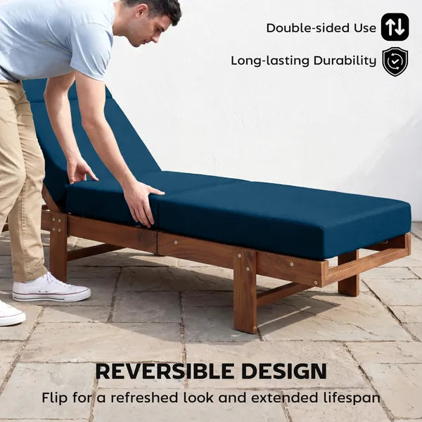 Outsunny Set of 2 Chaise Lounge Cushion, 4" Thick Outdoor Lounge Chair Cushions with Ties for Patio, 21" x 72 ", Navy Blue - product image 7