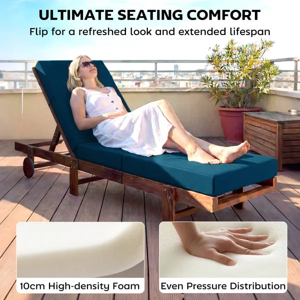 Outsunny Set of 2 Chaise Lounge Cushion, 4" Thick Outdoor Lounge Chair Cushions with Ties for Patio, 21" x 72 ", Navy Blue - product image 4