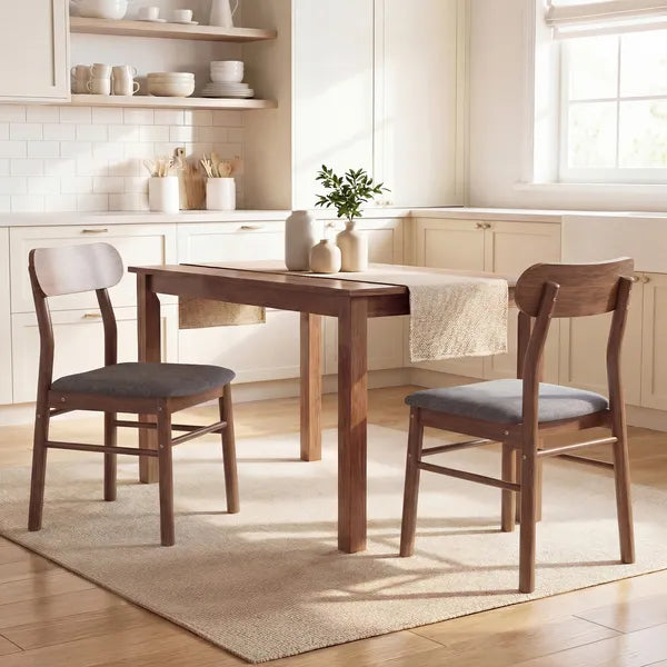 HOMCOM Set of 2 Dining Chairs, Upholstered Dining Room Chairs with Rubberwood Legs and Padded Seat for Kitchen, Gray - product image 11