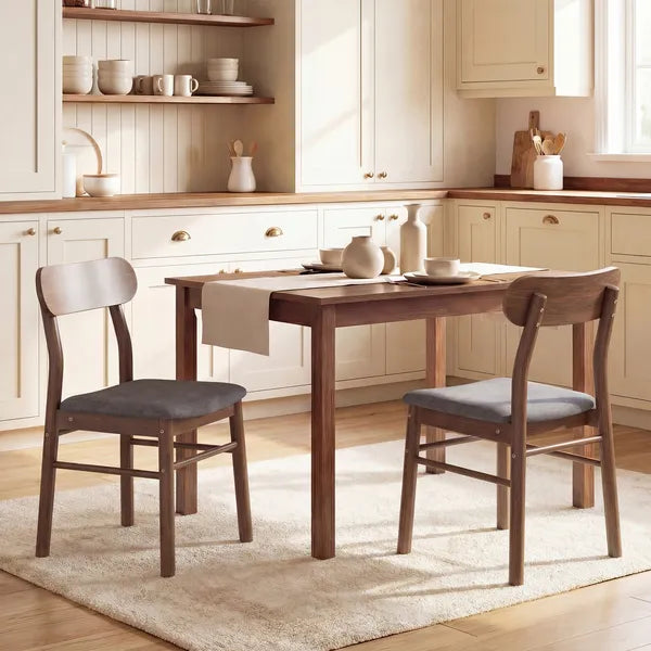 HOMCOM Set of 2 Dining Chairs, Upholstered Dining Room Chairs with Rubberwood Legs and Padded Seat for Kitchen, Gray - product image 10