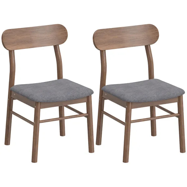 HOMCOM Set of 2 Dining Chairs, Upholstered Dining Room Chairs with Rubberwood Legs and Padded Seat for Kitchen, Gray - product image 2
