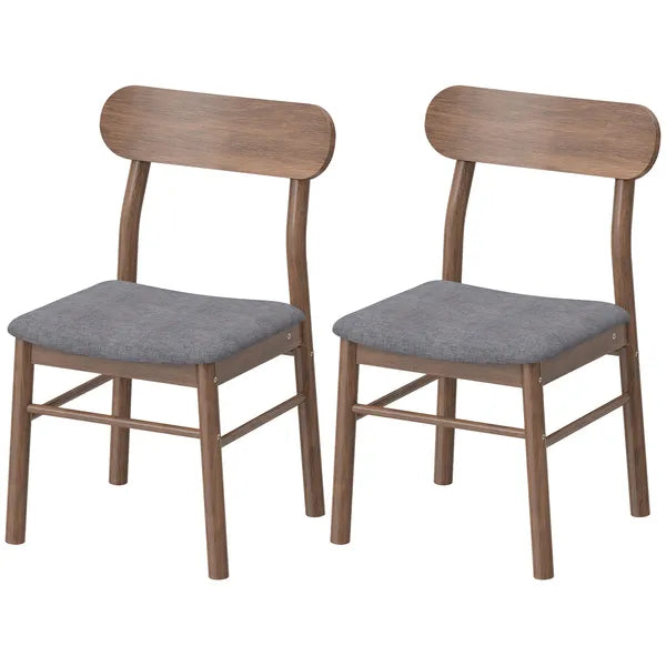 HOMCOM Set of 2 Dining Chairs, Upholstered Dining Room Chairs with Rubberwood Legs and Padded Seat for Kitchen, Gray - product image 1