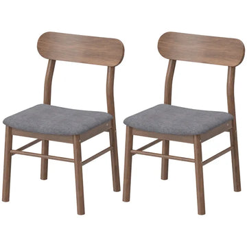 HOMCOM Set of 2 Dining Chairs, Upholstered Dining Room Chairs with Rubberwood Legs and Padded Seat for Kitchen, Gray - product image 1
