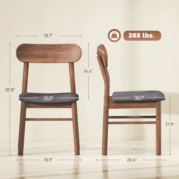 HOMCOM Set of 2 Dining Chairs, Upholstered Dining Room Chairs with Rubberwood Legs and Padded Seat for Kitchen, Gray - product image 3